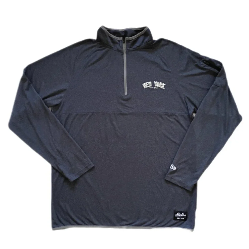 New Era Yankees 1/4 Zip Lightweight Pullover Mens L Gray MLB Genuine Merchandise